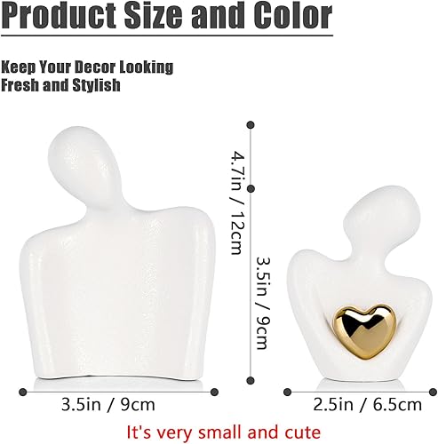 Miniatura 2 de Mini escultura para parejas, decoración de soporte de TV, estatua de amor para decoración del hogar, figura de pareja con corazón dorado, artículos
