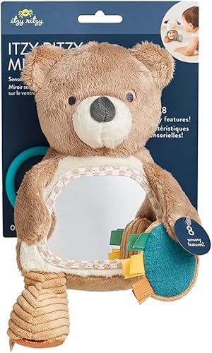 Miniatura 8 de Itzy Ritzy Espejo de juguete sensorial para el tiempo boca abajo, cuenta con sonidos arrugados y tintineos, múltiples texturas y espejo para