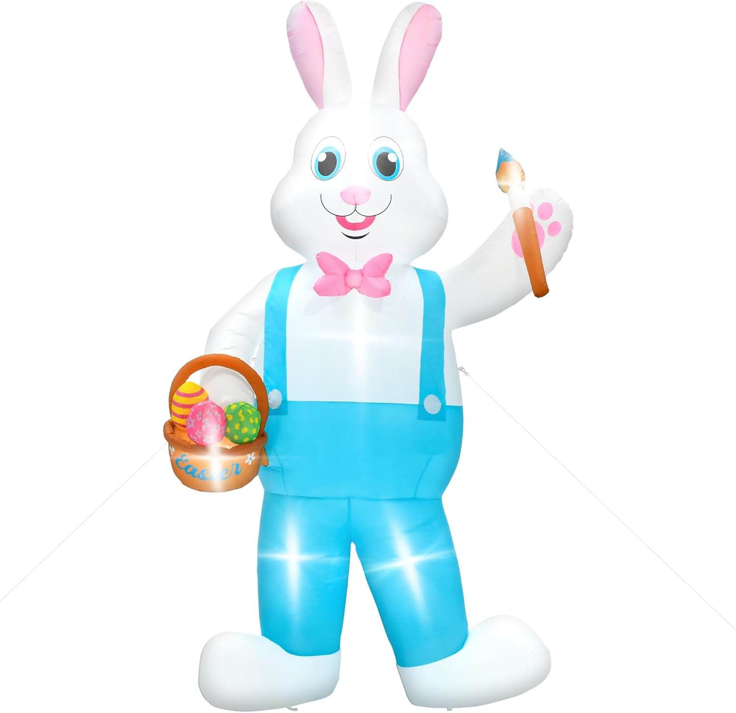 12FT Easter Inflatables Decorations, Huge Bunny Inflatable Outdoor, Lighted Blow Up Standing Easter Rabbit Holding Colorful Eggs Basket for Spring Holiday Yard Lawn Patio Party Decor