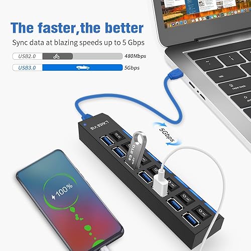 Miniatura 10 de Hub USB C, 5 en 1 USB C 4K a 32Hz HDMI adaptador con puerto Ethernet, suministro de energía de 100 W, puerto de carga PD tipo C, adaptador de