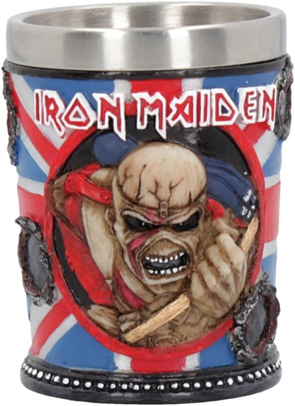 B4126M8 Iron Maiden Shot Glass 7cm Blue, Resin w/Stainless Steel Insert