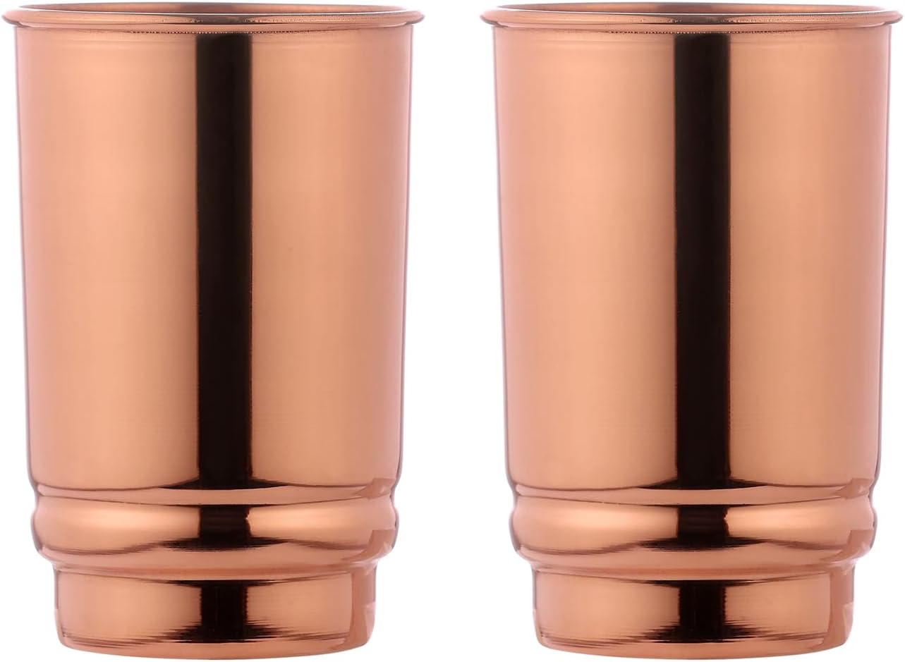 ANCIENTIMPEX Pure Copper Tumbler Set of 2 for Ayurveda Health Benefits - 350 Ml Capacity