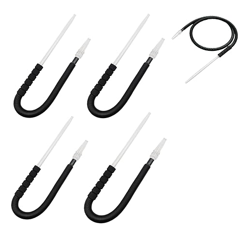 4 Pack KKDUCK Black Telescopic Hookah Hose With Glass Mouthpiece