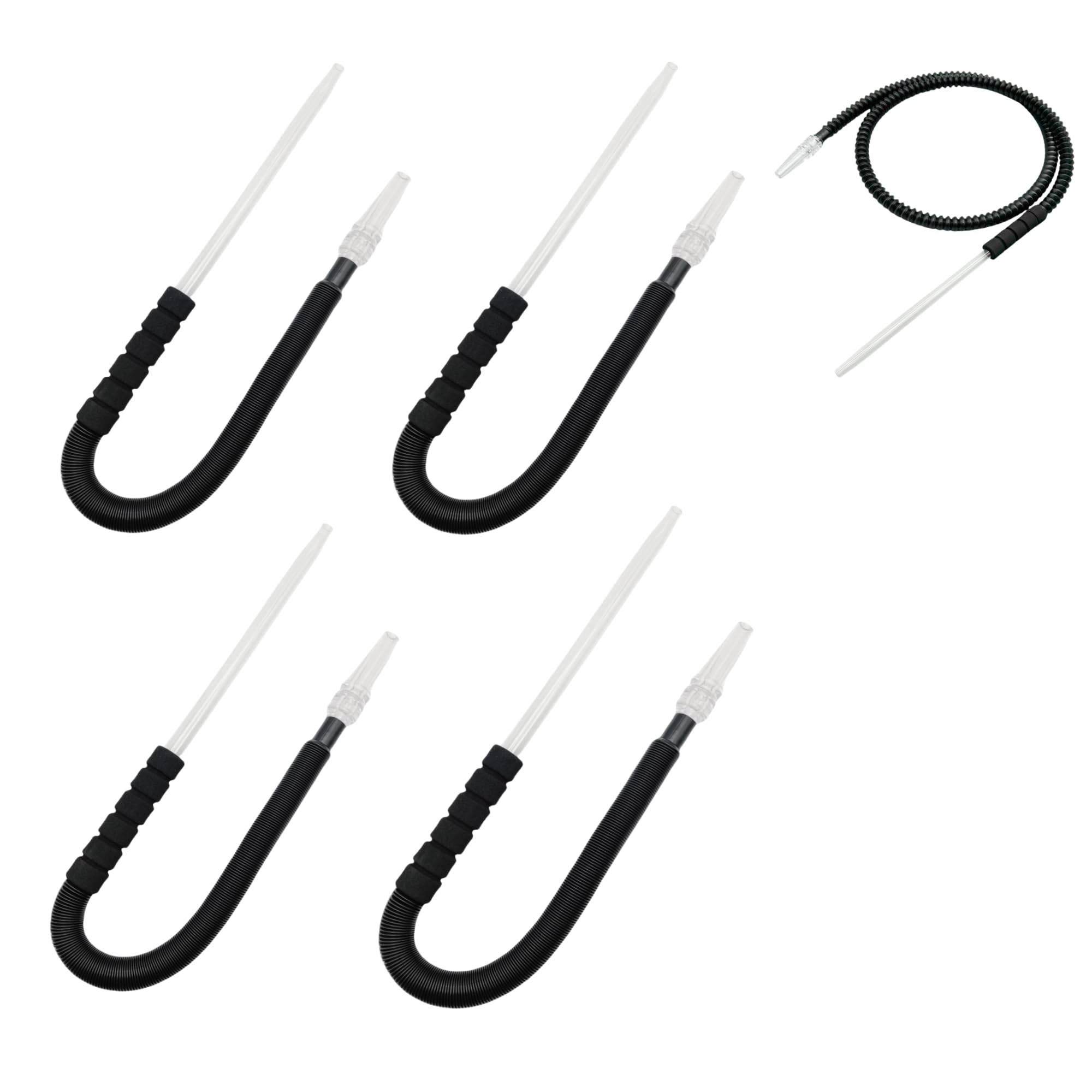 4 Pack KKDUCK Black Telescopic Hookah Hose With Glass Mouthpiece Handle 11 8 Inch To 70 Inch Extendable
