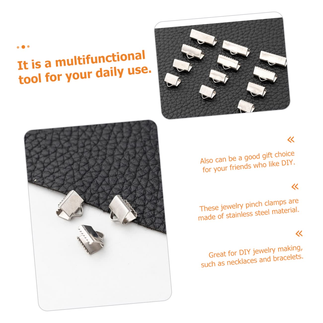TOPPERFUN 4sets Jewelry Making Clamps Pinch Crimp Ends Ribbon Clamps for DIY Bracelet Necklace 100pcs*4