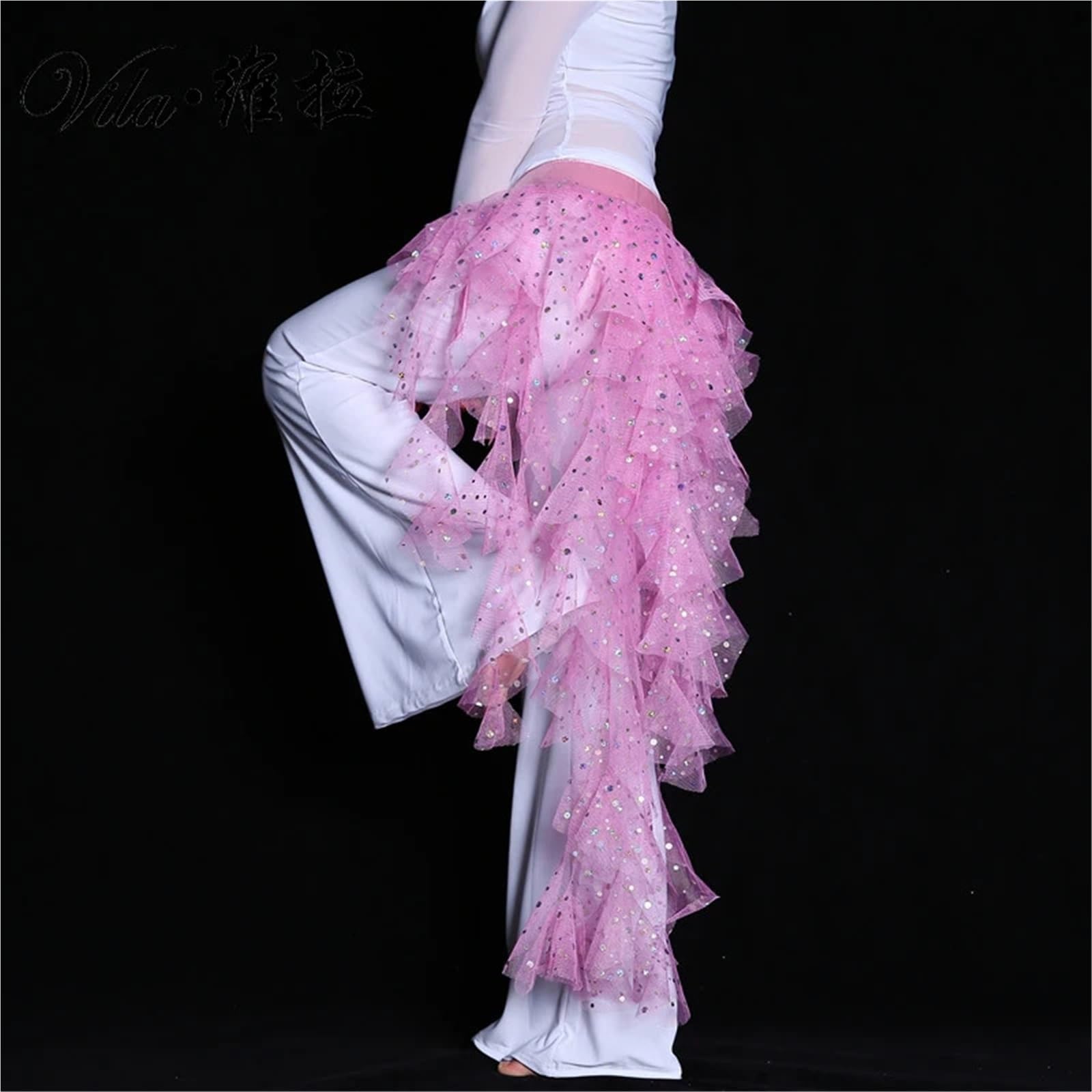Sciarpa dell'anca di Danza del Ventre 7 Colori Cintura Gonna Avvolgente Elegante Catena con Paillettes per Feste di Danza