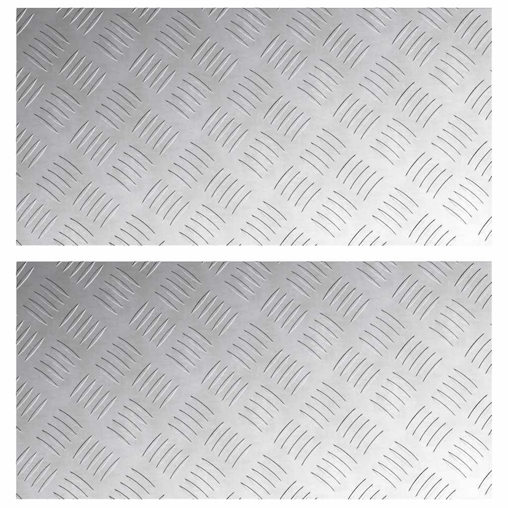 RCODSSK Aluminium Modern Checker Plate Stair Tread 2 Pack Silver 60x30cm, Non-Slip Indoor Outdoor Step Mat