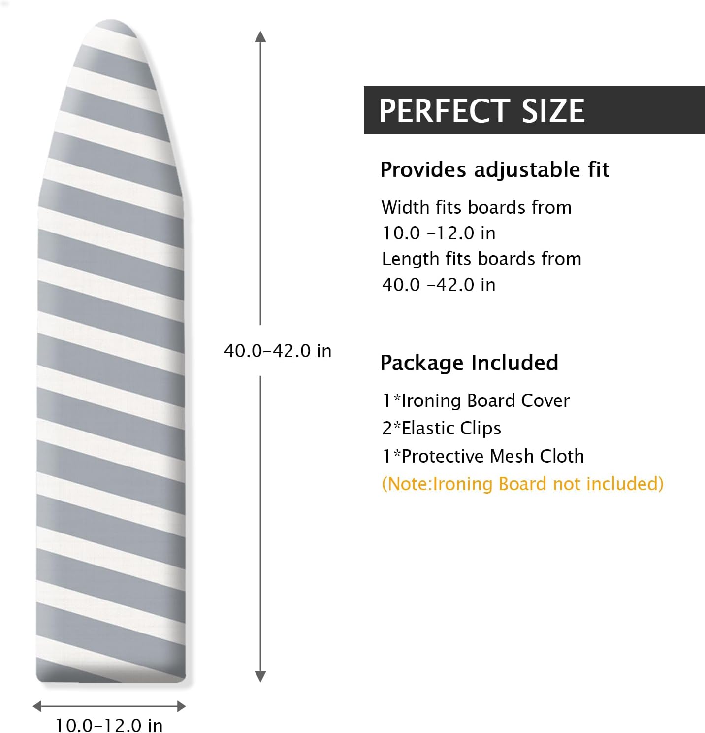 SheeChung 42”x12” Ironing Board Cover and Ironing Board with Iron Rest