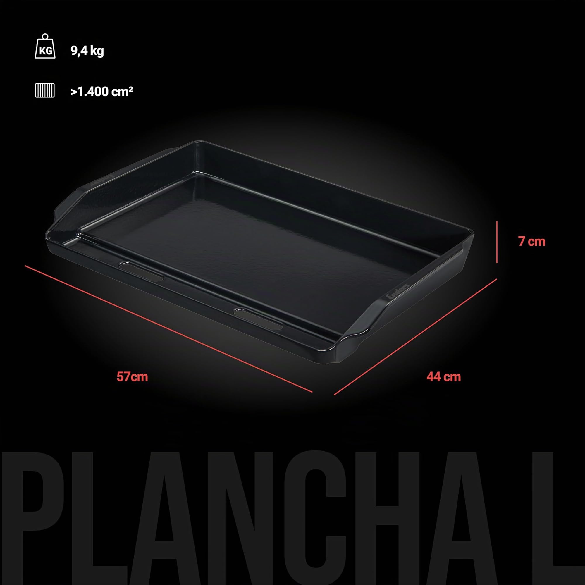 Enders® Plancha L per Monroe PRO 3, per Colorado 3 + 6, per Kansas II PRO 4, Superficie griglia di 1.400 cm², grondaia Integrata e Scarico, accumulo di Calore #7889