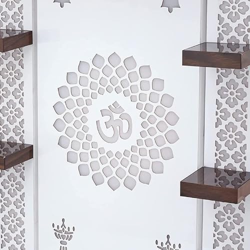 Devyom Wooden Temple White Led Light For Home And Office|Home Temple|Puja Mandir|Wall Hanging & Table Top Home Mandir (Size: 48X30X16 In) #TOP4