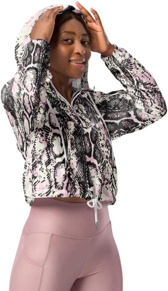 Pink Snake Cropped Windbreaker