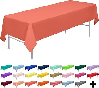 PARTY ULYJA Coral Tablecloths Plastic 3-Pack Premium 54 Inches x 108 Inches Disposable Table Covers Decorative Table Cloths for Rectangle Tables