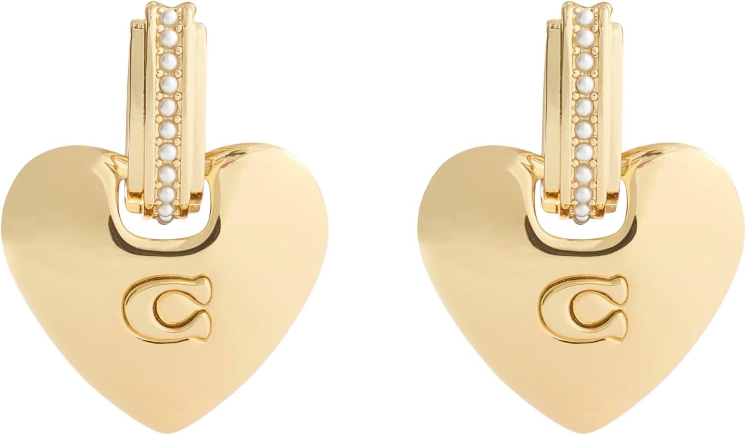 COACH Jewelry Women's Signature Puffy Heart Charm Drop Earrings