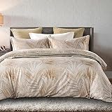 homebox Cotton Duvet Cover Set - 100% Egyptian Cotton Gold Leave Print Bedding Set King Size - 1200