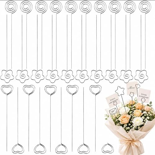Xiciki Lot de 30 Porte-Photos Mémo avec Pinces en Métal, Porte-Cartes de Table Formes Rondes, Étoiles et Cœurs, Supports Photo pour Décoration de Mariage, Fête, Gâteau, porte photo pince