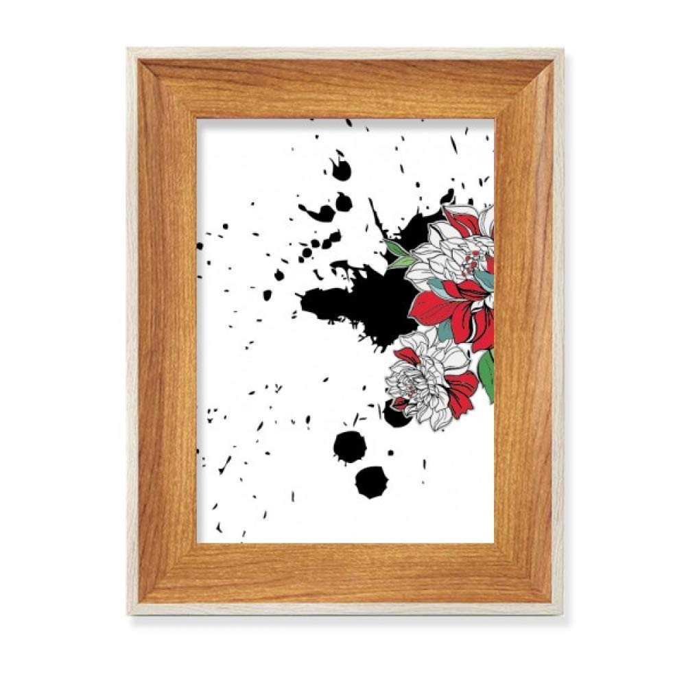 Tableau Art Peinture Aquarelle Pivoine avec Cadre Photo en Bois de Bureau