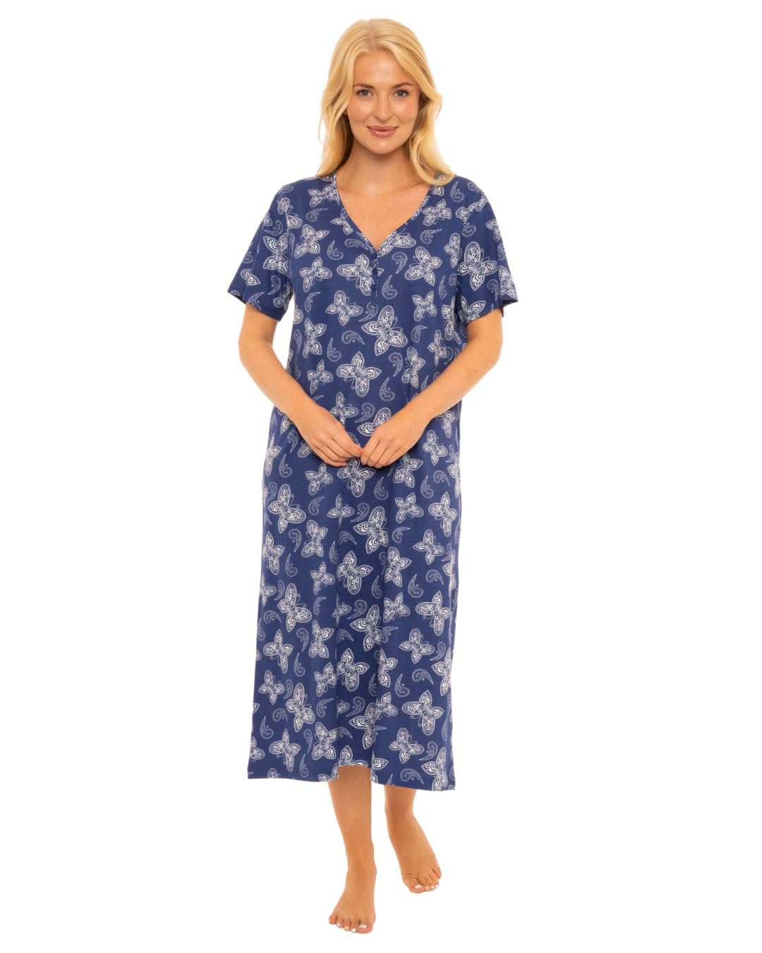 Suzy & Me Chemise de Nuit Longue en Jersey Grande Taille pour Femme en 7 imprimés