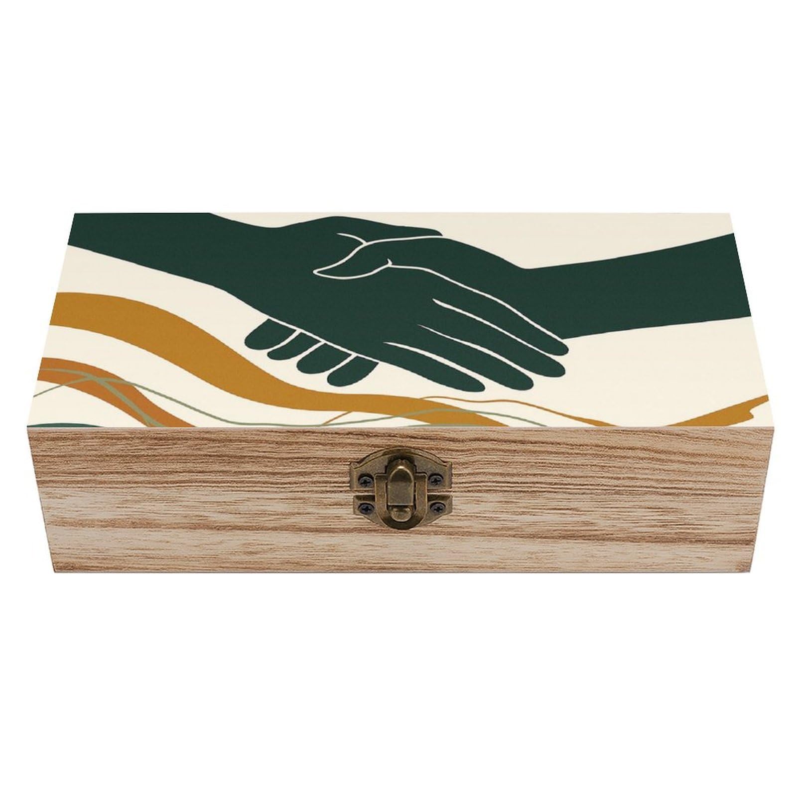 Oudrspo Holding Hands Retro Wooden Storage Box Keepsake Jewelry Decorative Art Storages Box Gift Boxs