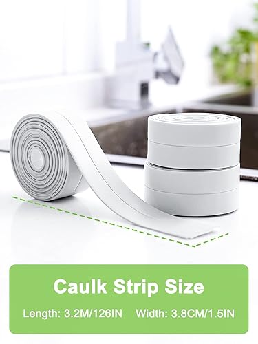 Miniatura 6 de Cinta de calafateo  Cinta autoadhesiva de PVC para sellar tina de baño, encimeras de cocina, inodoros, fregaderos de cocina, suelos de bañera y