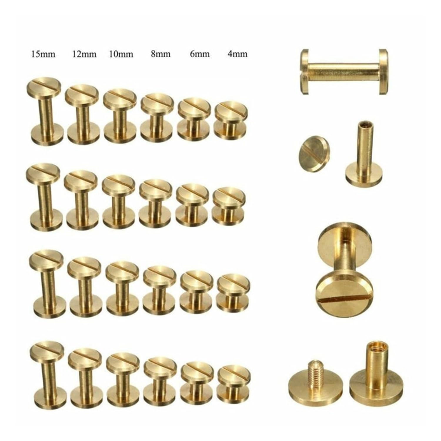 Rivet Binding Screw Posts Solid Brass Binding Screws for Craft Pack of 20 Multiple Sizes(20pcs Flat,7mm)