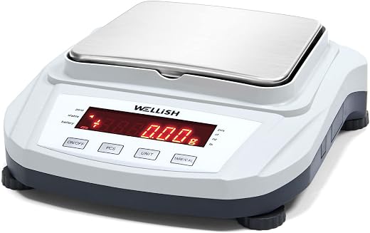 WELLiSH High Precision Digital Lab Scale 2000G/0.01G, Stainless Steel, LCD Display, Tare Function