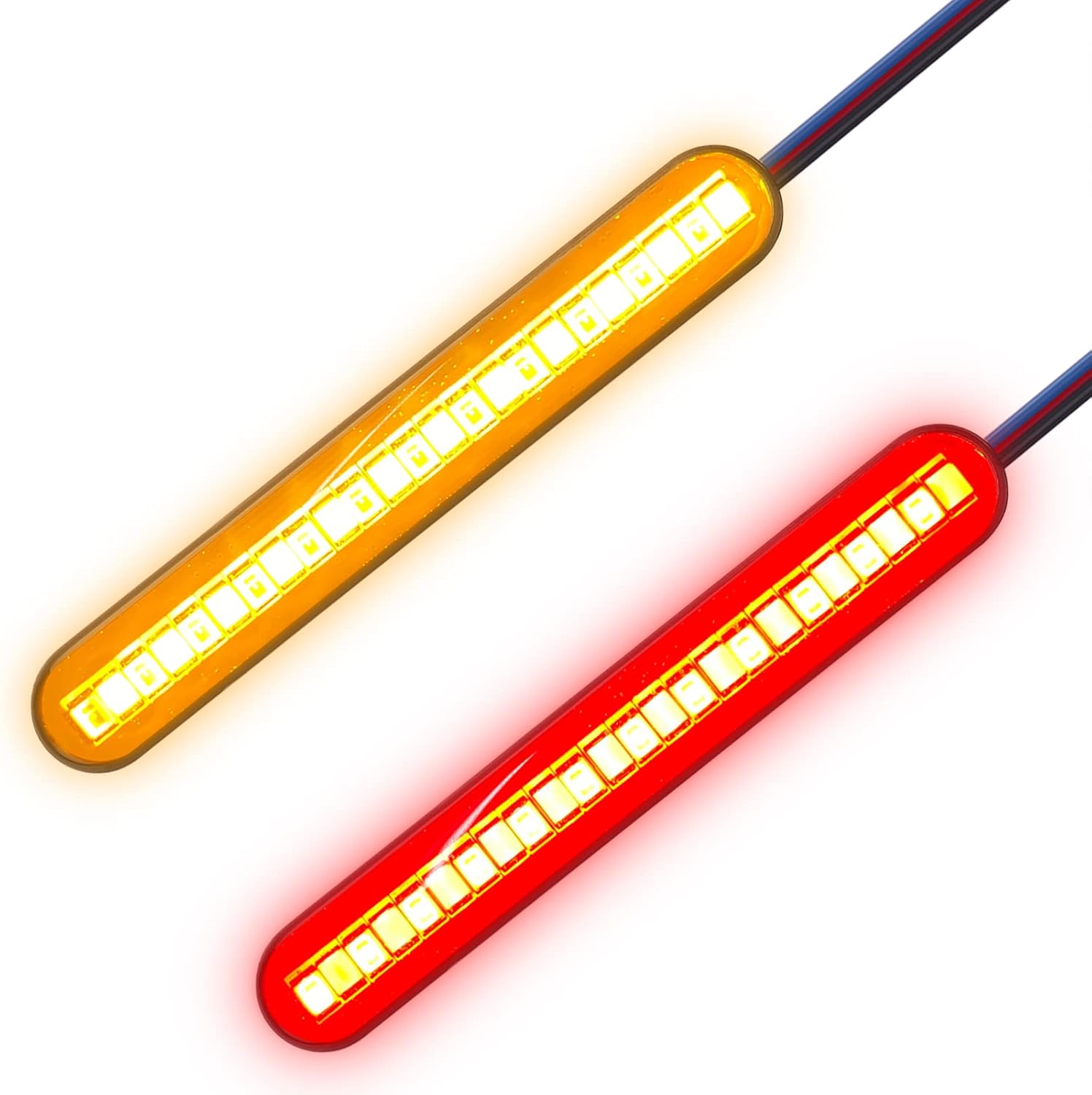 Kinstecks 2PCS Motorcycle Indicators Flowing Turn Signal Lights Driving Light License Plate Light for Motorcycle Motorbike LED Amber Red