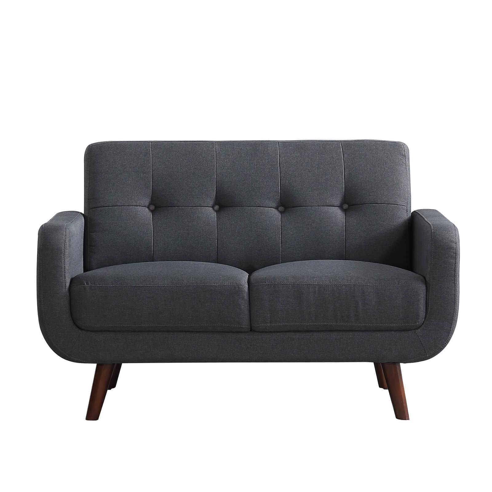 Husbedom 51(W) Loveseat Sofa Small Couch with Button-Tufted for Small Living Room, Bedroom,Apartment, Dorm,Straight Arms, Wooden Legs, Easy Assembly,Dark Grey