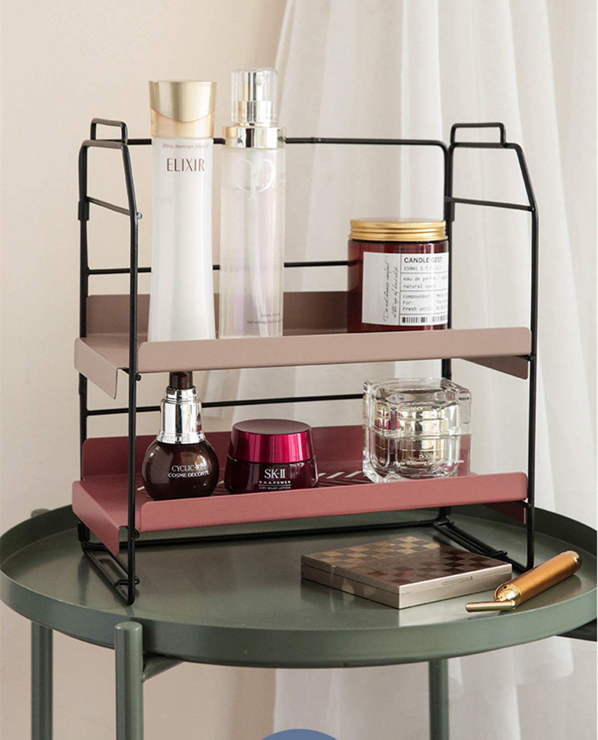 2Tier Bathroom Countertop Organizer, Wire Basket Storage Container