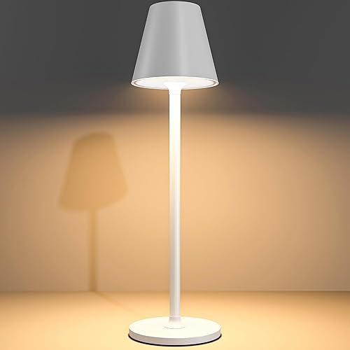 Timjorman Modern LED Cordless Table Lamp, 4000mAh Rechargeable Battery, 3