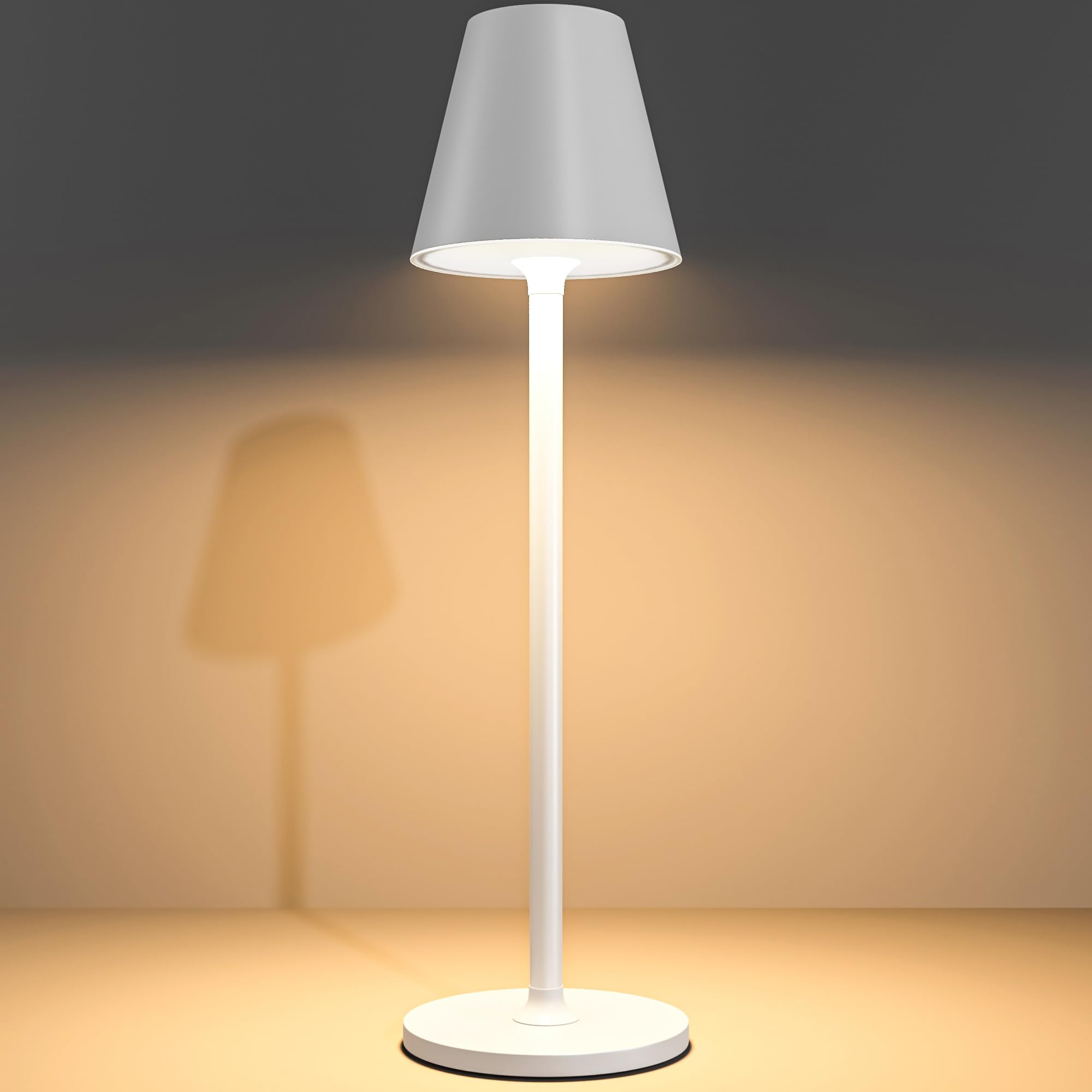 Marhynchus Cordless LED Table Lamp – Rechargeable 3600mAh Battery, USB-C, 3 Colors & Stepless Dimming, Silver – Perfect For Bedside, Restaurant, Camping