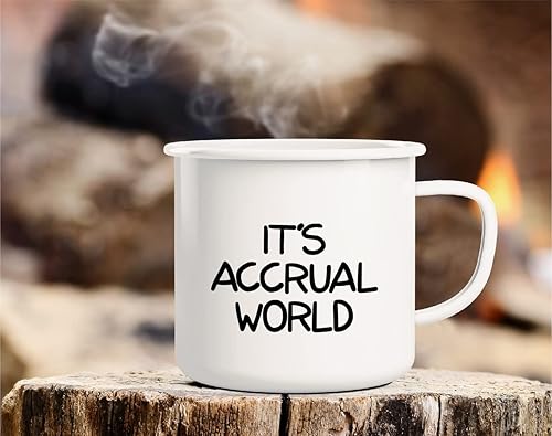 Miniatura 3 de Retreez It's Accrual World Auditor Accountant Finance - Taza de café esmaltada de acero inoxidable de 16 onzas para camping, divertido sarcasmo