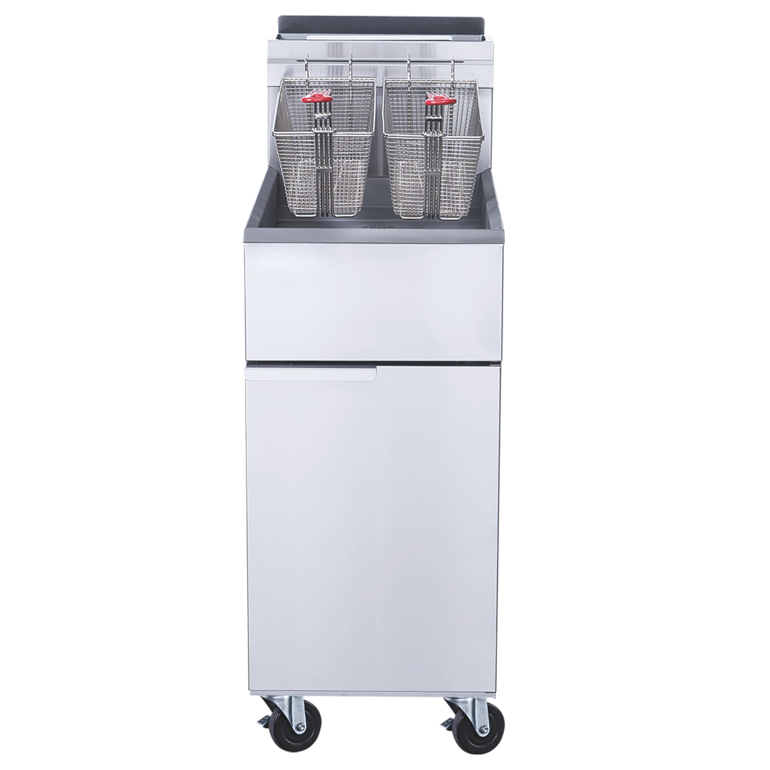 FSE 373-DCF3-LPG Liquid Propane Gas Fryer, 40 lb. Capacity, 3 Tube Burners, 90,000 BTU/H, 200°-400°F Temp Range, Millivolt Control, (2) Baskets, Right-Hand Door, Commercial Floor Model