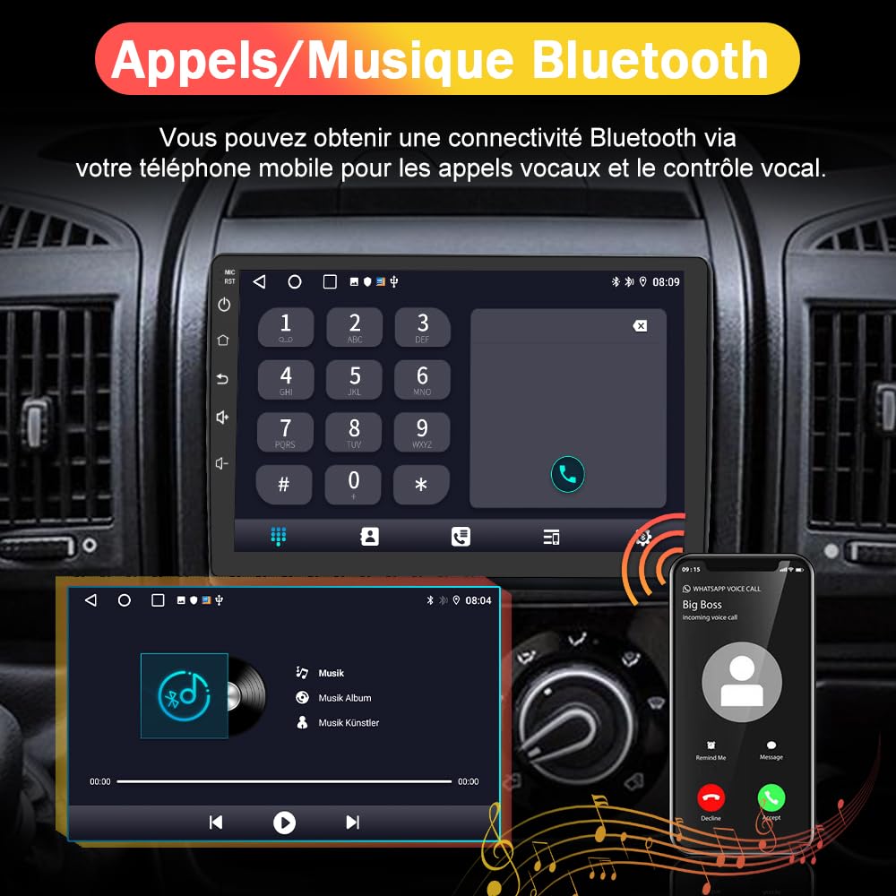 AWESAFE Autoradio [6Go+128Go] pour Peugeot Boxer II/Citroën Jumper II/Fiat Ducato Android 13 avec 4G Carplay Android Auto 9 Pouces GPS WiFi USB FM Bluetooth Commande au Volant