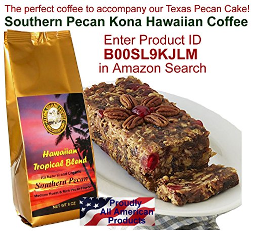 Pecan Cake, Gift Boxed Genuine Texas Pecan Cake, the Best Dessert Accompaniment for Our Kona Hawaiian Coffee, 1.5 Lb Cake in Lovely Gift Box, for Christmas, Birthday, Anniversary, All Occasions