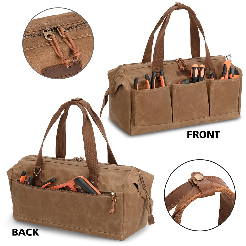 Bolsa de herramientas resistente de 18 pulgadas con 12 bolsillos, organizador de herramientas grande con cremallera, caja de herramientas vacía portátil para mecánicos, electricistas, bricolaje, mango