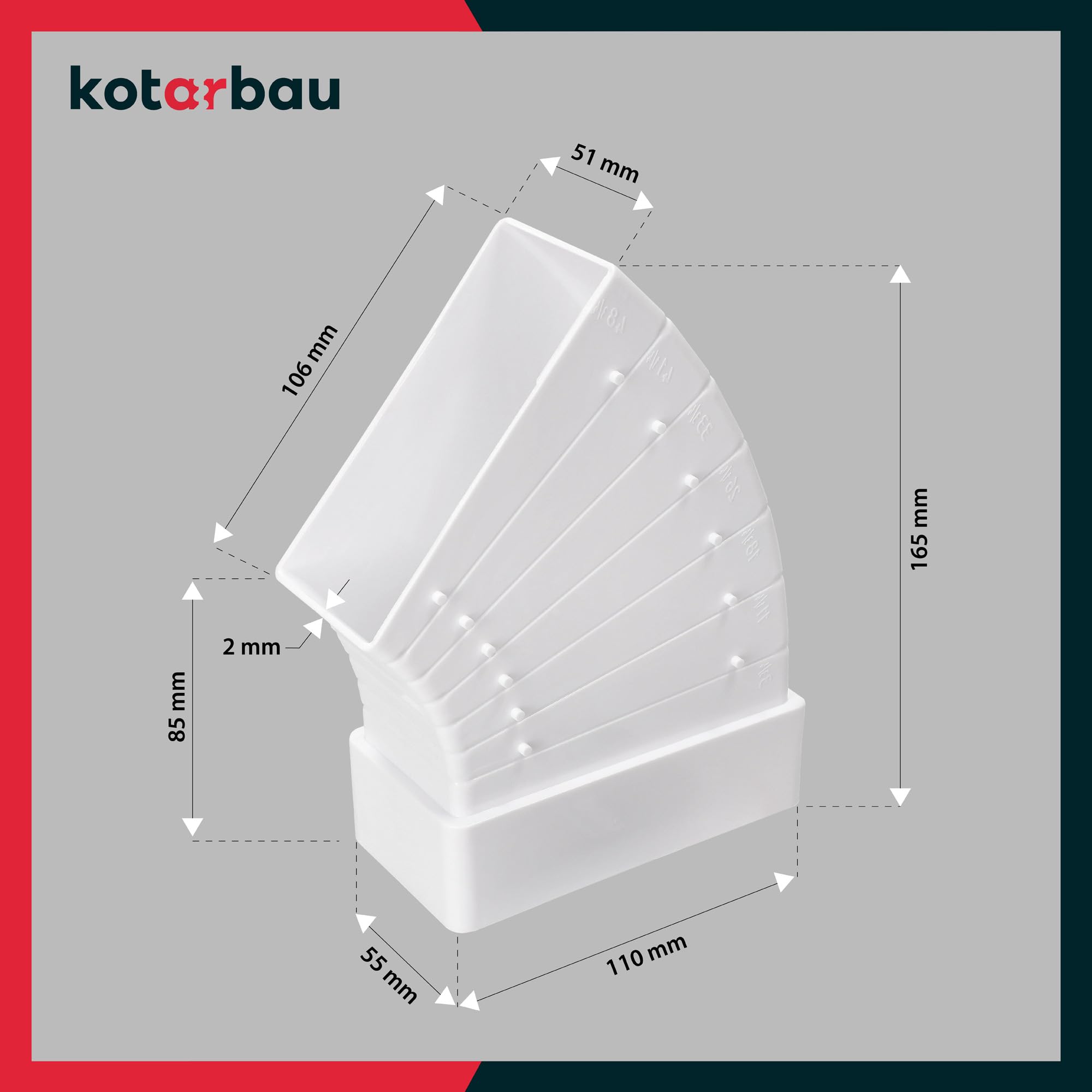 Arco De Canal Plano KOTARBAU® 110x55mm - Conector Multiángulo 3°-48° Para Sistemas De Ventilación