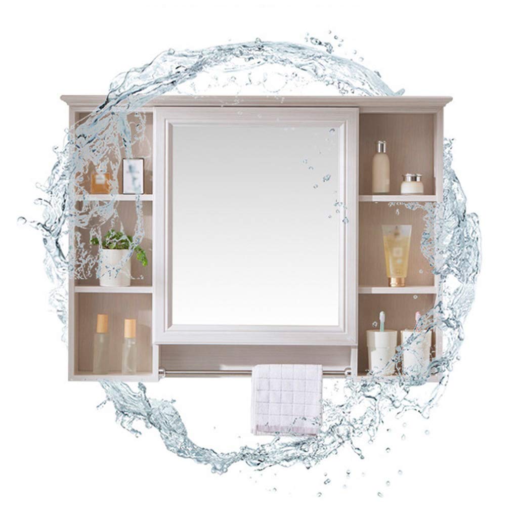 JUN Espejos de Pared Mueble de baño Espejo de Almacenamiento montado en la Pared con estantes Armario de almacenaje Muebles de Cocina Impermeable fácil de Colgar Decorativo