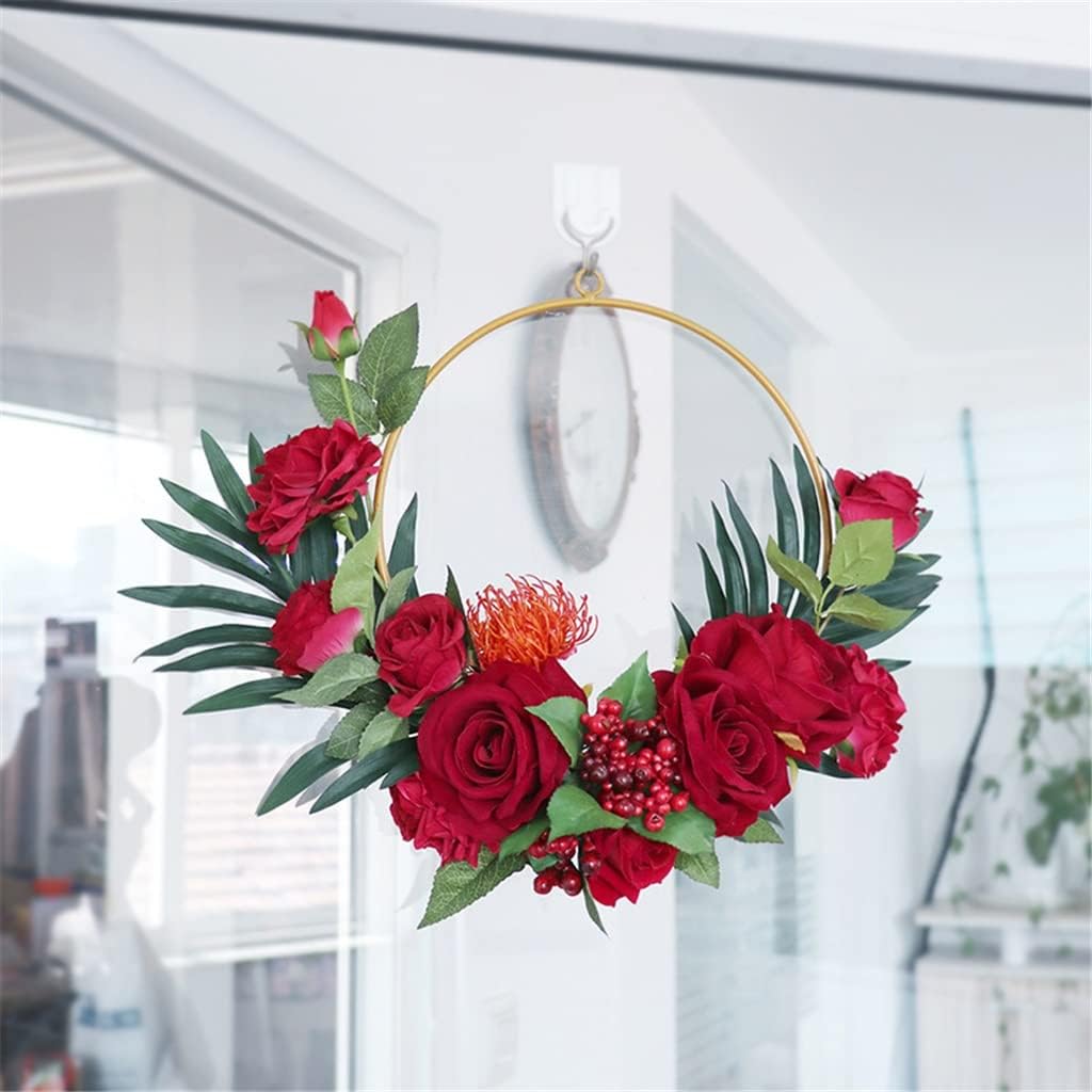Round Iron Garland Wedding Home Simulation Flower Hanging Decoration Wall Decoration Geometric Air Hanging
