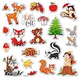 Whaline 40 Pcs Fall Thick Gel Clings Woodland Animals Window Gel Stickers Bear Deer Fox Raccoon Owl Gel Decals for Autumn Thanksgiving Harvest Home Classroom Door Window Decor