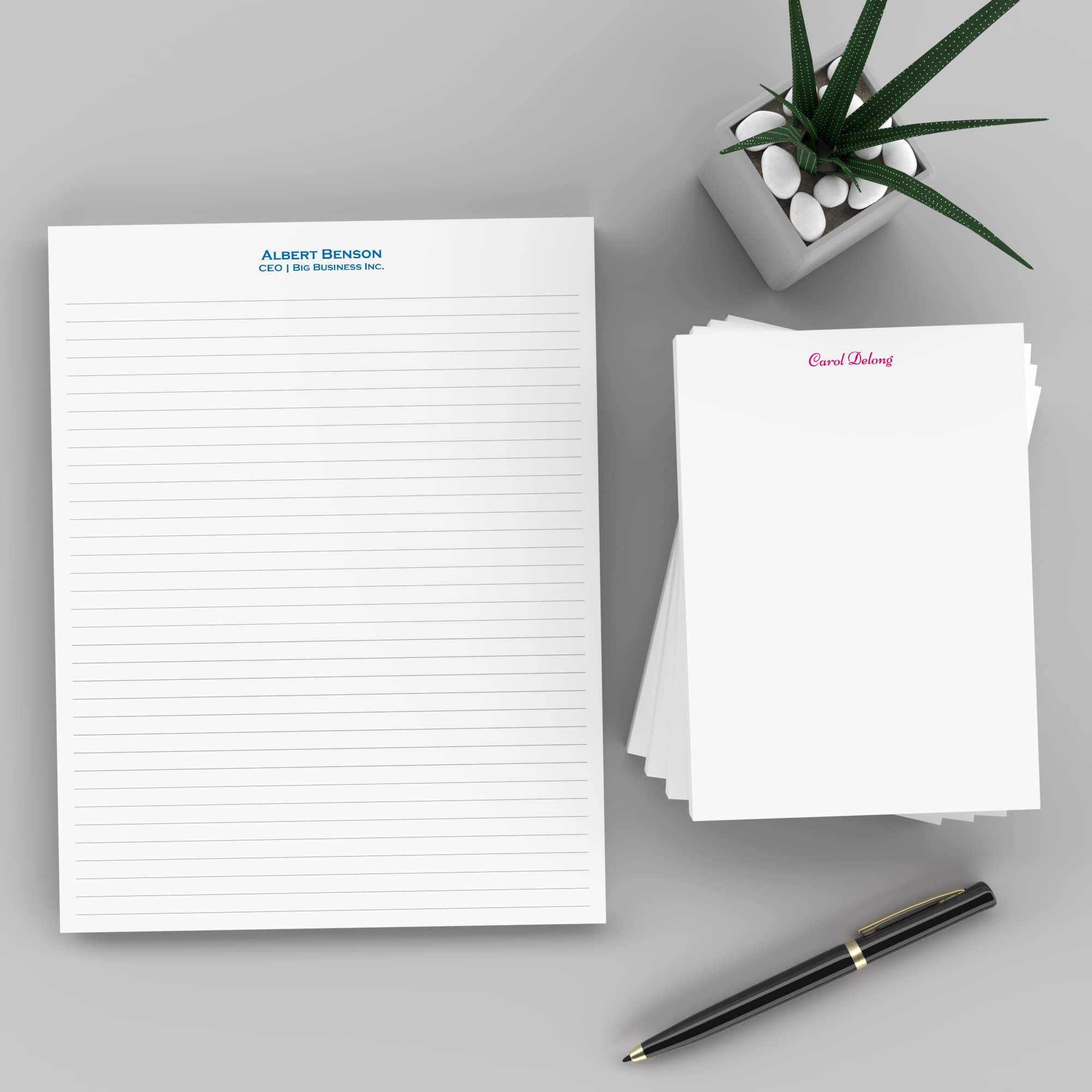 PrintPPS Personalized From the Desk of Notepads 2 Lines of Text - 4 Pack Gift Set of 5 x 7 @ 50 Sheets Per Pad - Optional Ruled Lines - Custom