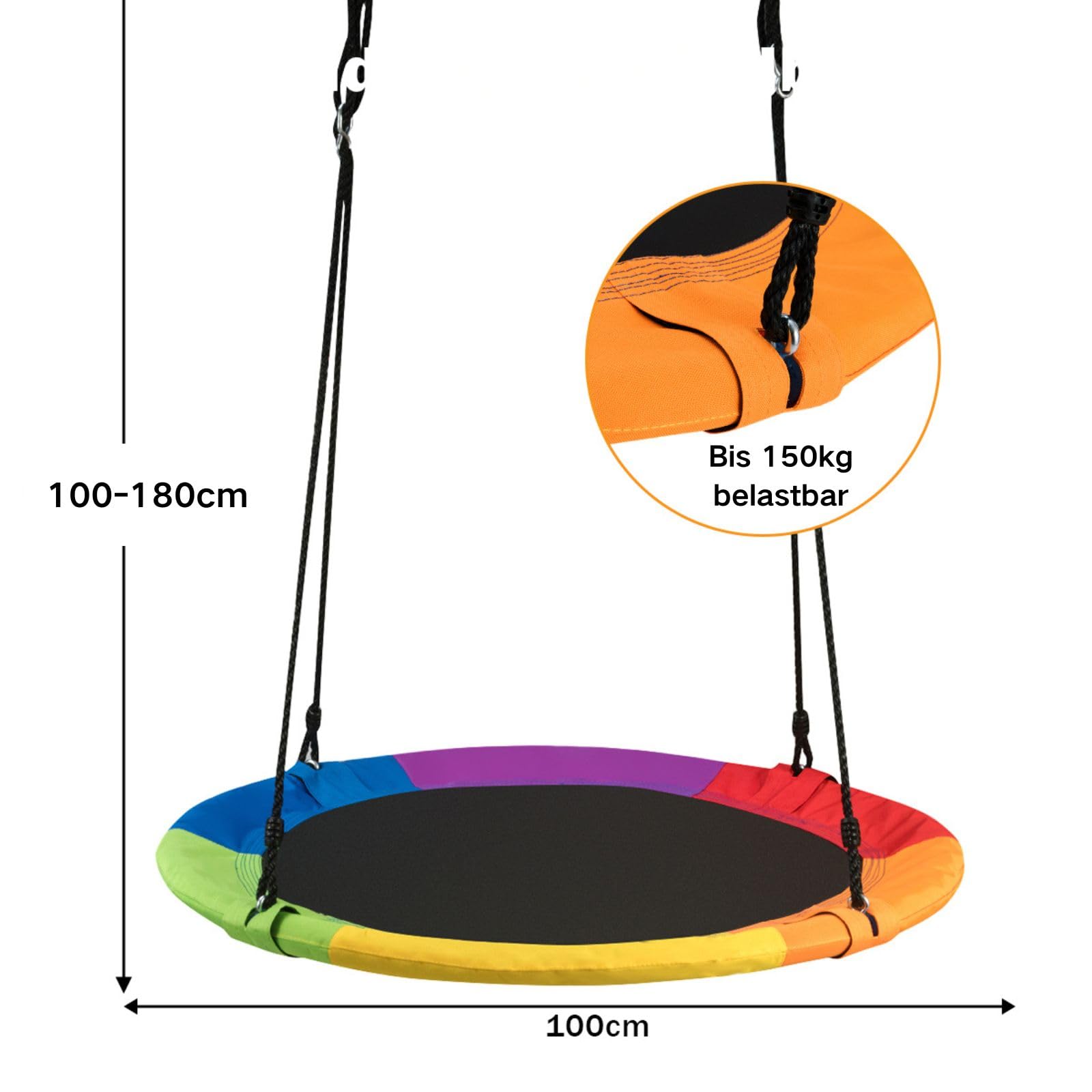 COSTWAY Huśtawka gniazdowa okrągła 100 cm 150 kg na zewnątrz dla dzieci