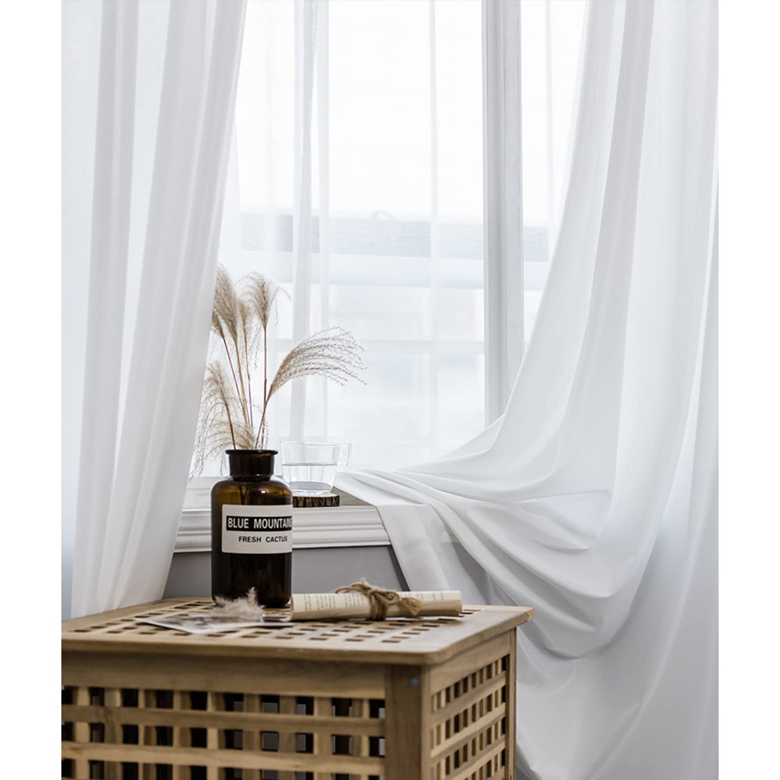 EEA 2 Pannelli Tende Trasparenti In Voile Con Occhielli Orbidi Finestre Per Caera Da Letto E