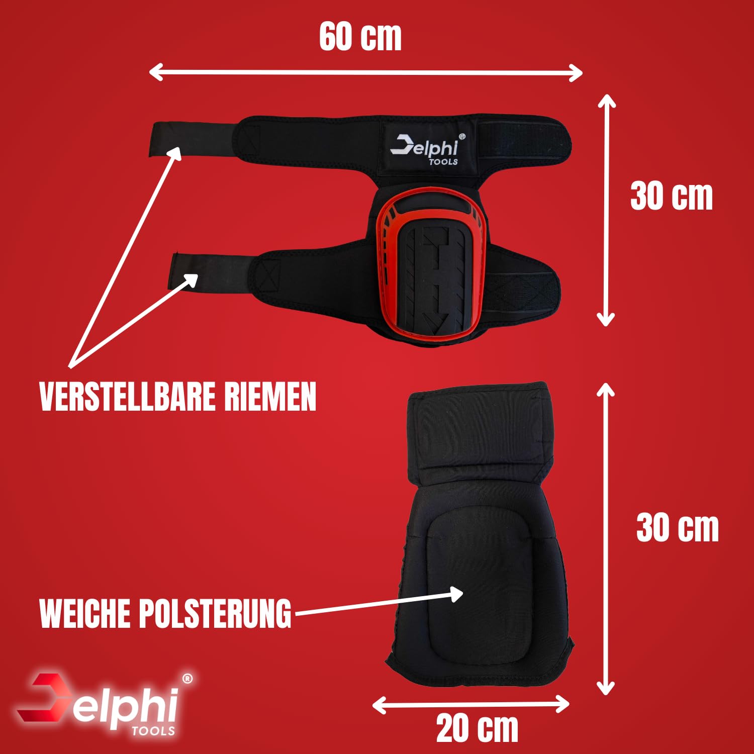 Delphi Doppelverschluss rutschfeste Knieschoner arbeiten und Arbeitshandschuhen - Bequeme und leicht zu reinigende Knieschoner für Fliesenleger in Universalgröße
