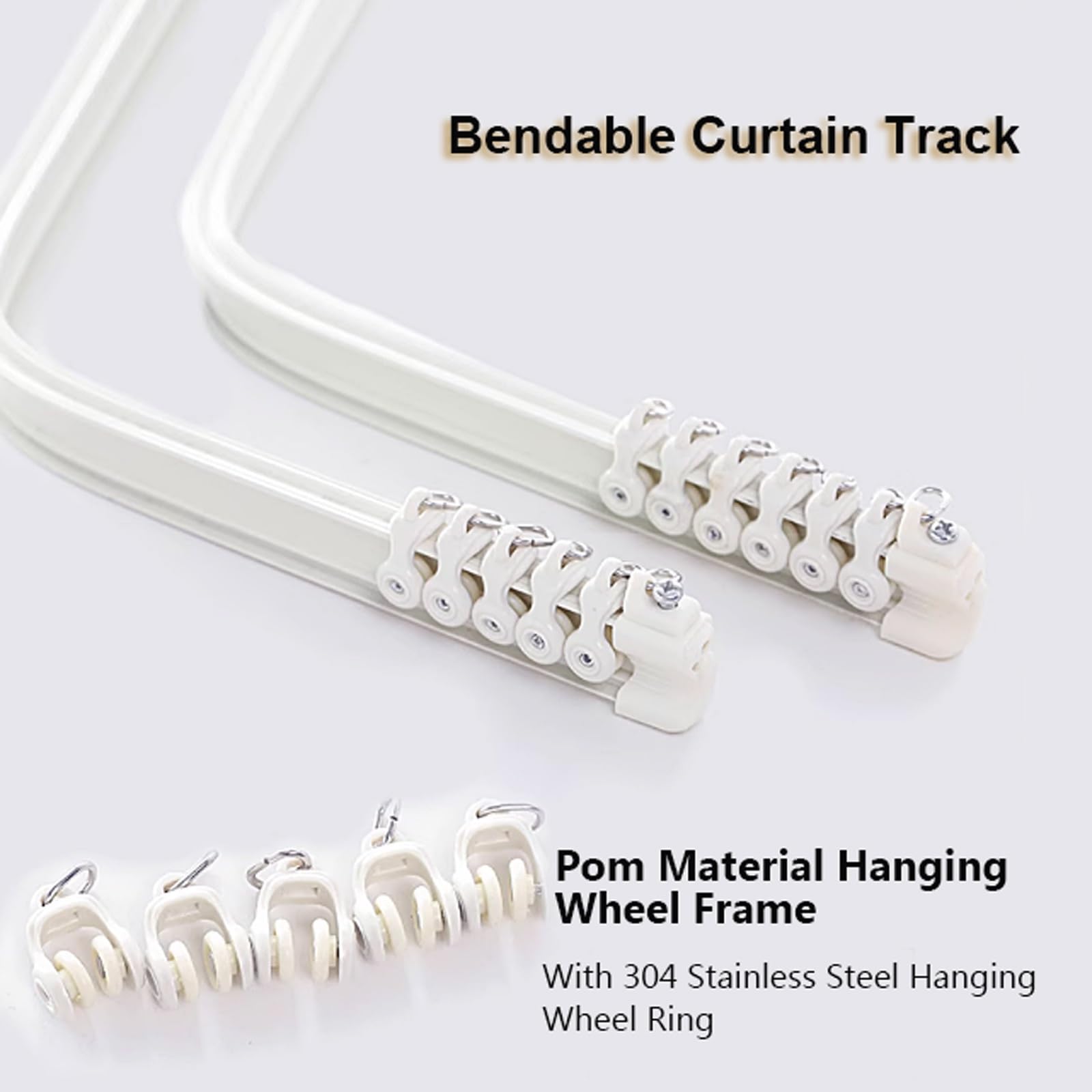 Rail de Rideau Incurvé Cloisonné Rail de Plafond Kit Tringle a Rideaux Coulissants Rail pour Rideaux Aluminium pour Fenêtre(White-Side,300cm(2 * 150cm))
