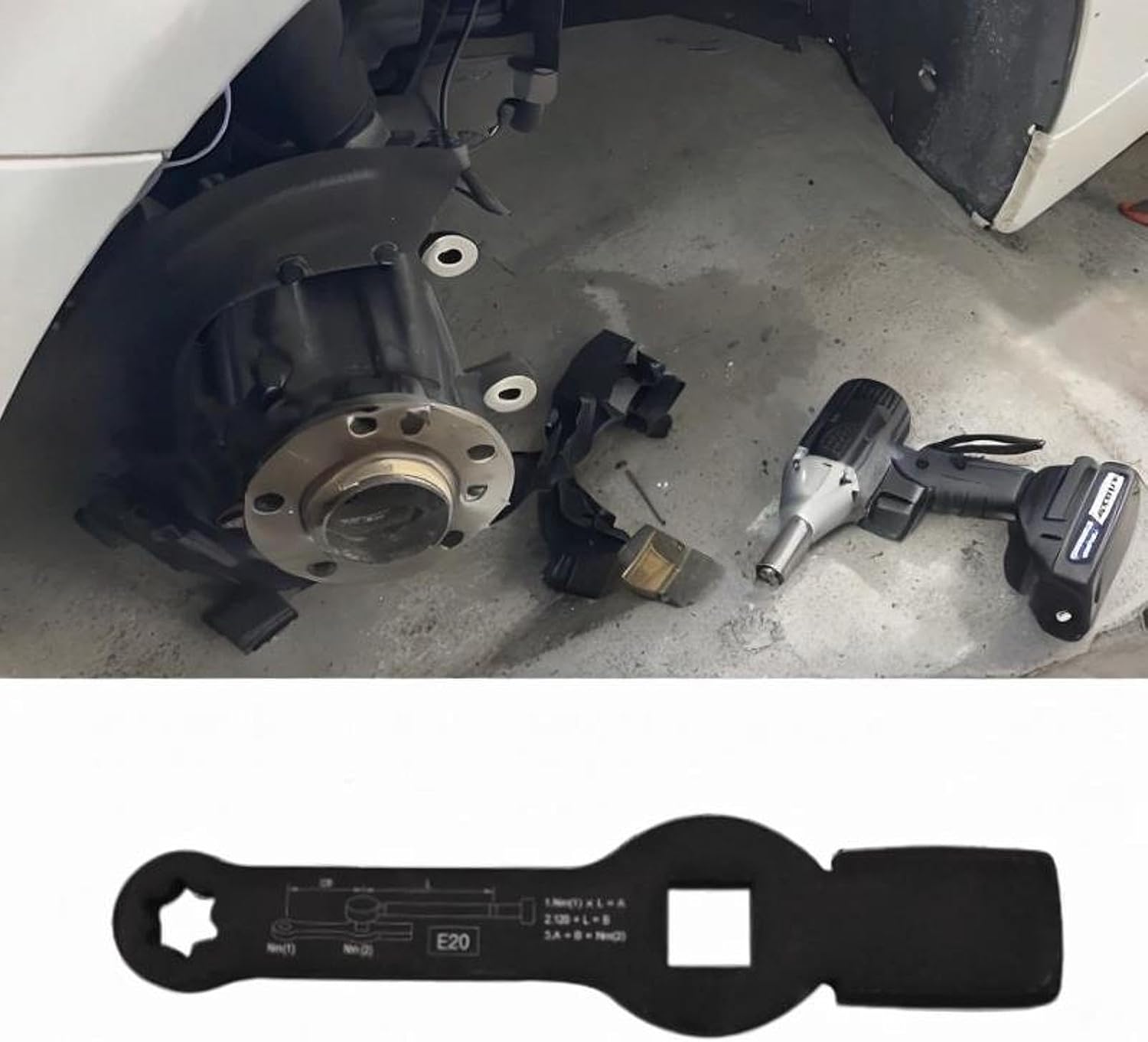 Brake Caliper Wrench E24 E20 Slogging Striking Ring Spanner Box End Impacted Percussion Tool for HGV Truck Brake Disc Axle Nut & Brake Bolts Maintenance