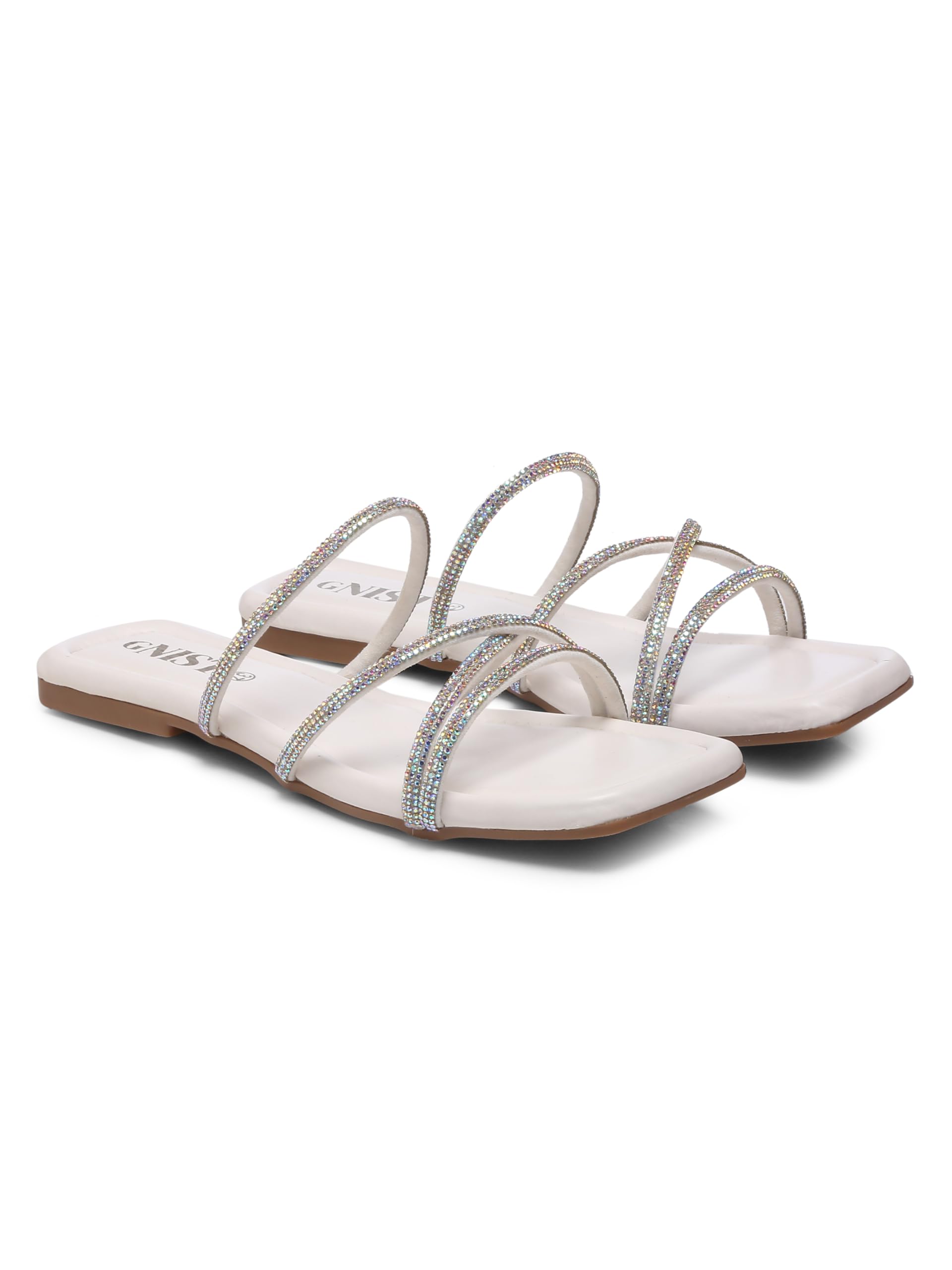 GNIST White Embellished Flats Heel, Stylish Fashion Sandal, Comfortable & Lightweight, Office, Party and Formal Occasions for Women Footwear, Size Uk - 7 (B0CWDY2N19) Amazon Price History, Amazon Price Tracker