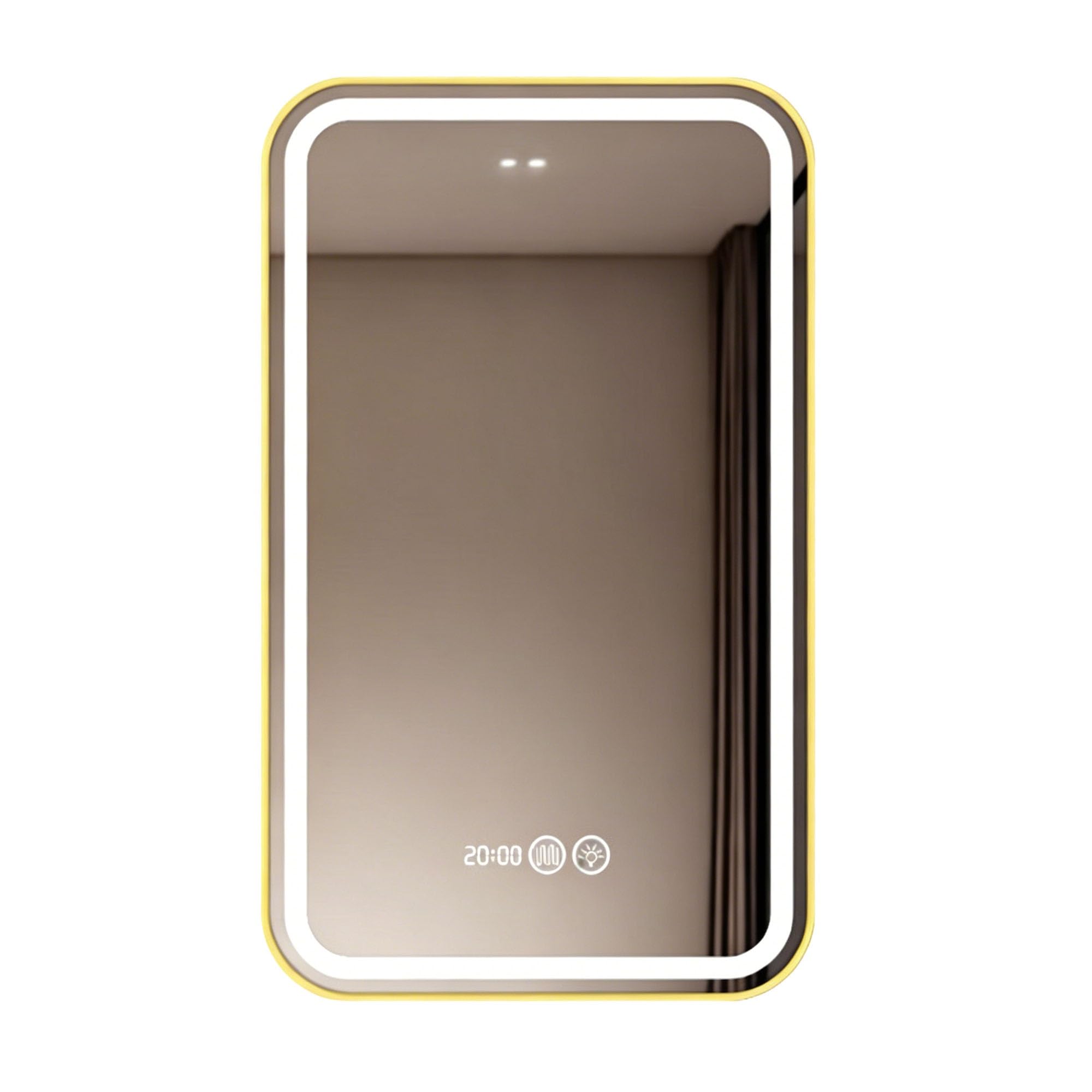 Zlthraustic Rectangle Bathroom Mirror with LED Lights, Wall Mount Vanity Mirror with Defogging, 3000K/4000K/6000K Lights, Dimmable, Time display(60x80cm)