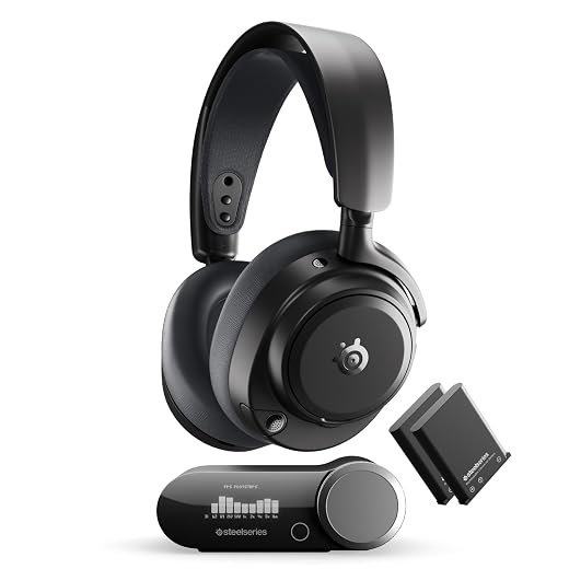 SteelSeries Arctis Nova Pro Omni – Hi‑Res-Wireless Gaming-Headset, 96 kHz/24 Bit, ANC, ClearCast Pro-Mic, KI-Geräuschunterdrückung, Mobile App, Mix 2,4 GHz + BT, OmniPlay PC+PS+Xbox – Graphit