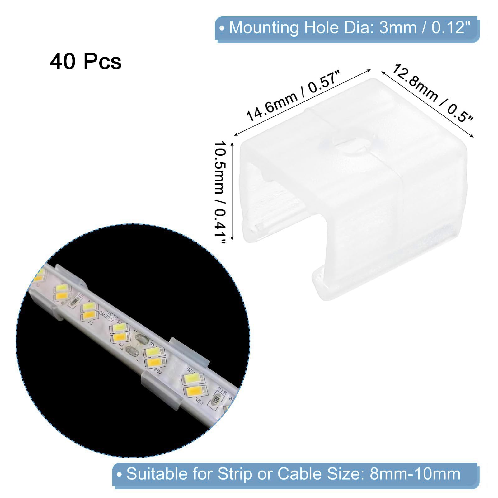 TOP-VIGOR 40Pcs LED Strip Light Clips - Image 2