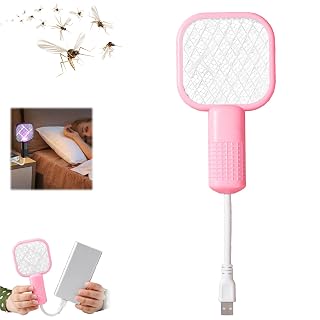 2024 New Electric Mosquito Swatter, Fly Swatter Racket, 2 in 1 Electric Bug Zapper USB Rechargeable with 5 Layer Safety Mesh, Indoor Outdoor Mosquitoes Zapper for Home Office Camping Patio (Pink) - Amazon product rated Grade B